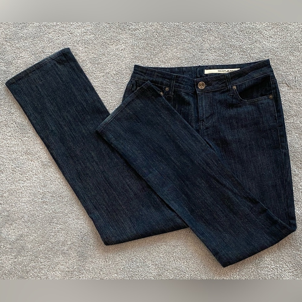 DKNY Straight Leg Black Jeans, Size 6